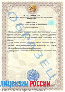 Образец сертификата соответствия (приложение) Томилино Сертификат ISO 27001